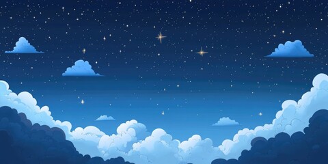 Poster - Night Sky with Clouds and Stars