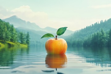 Wall Mural - gala apples with drops of water isolated on white background. Green apple falling into water, isolated on white background.ecotourism and consumption of natural and organic fruits. Concept harmony bet