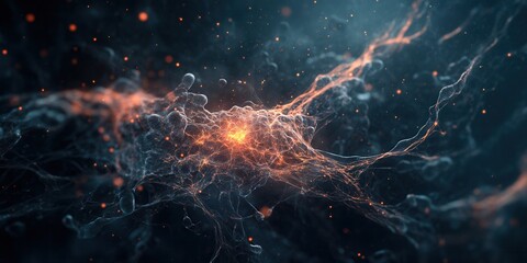 Aufkleber - A stunning abstract visualization of cosmic energy, featuring vibrant colors and intricate patterns resembling a nebula or neural network.