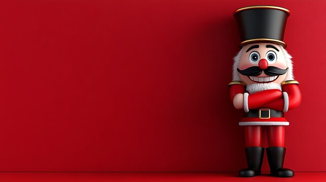Cheerful Nutcracker Christmas Ornament  Red Background