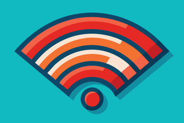 Poster - A vibrant wifi icon in red and orange hues symbolizes wireless internet connectivity and technology WiFi flat illustration.