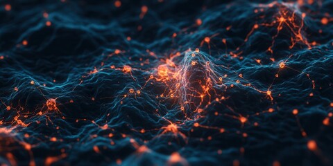 Poster - A vibrant, abstract representation of interconnected networks with glowing nodes, resembling a digital ocean of energy and data.