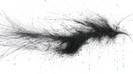 Canvas Print - abstract black particles swirling on white background.