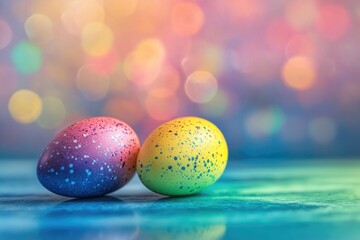 Canvas Print - Colorful Eggs on Table