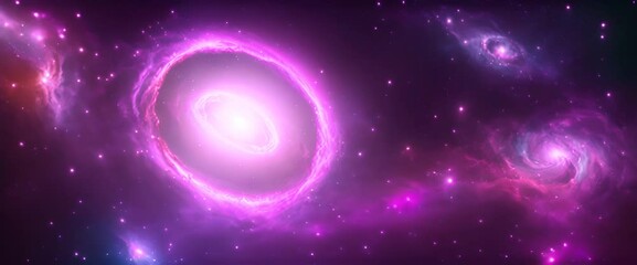 Wall Mural - Amazingly colorful galaxy in outer space, with swirling, sparkling stars, vibrant nebulae in pinks, blues, and purples, and a glowing, radiant core