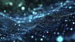 © THUA - mesmerizing blue and green cyber nano data background with glowing particles