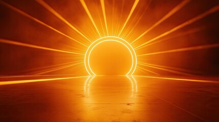 Aufkleber - Circular spotlight stage with a glowing orange background and dramatic light beams.