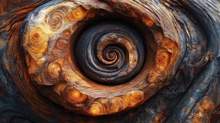 Aufkleber - Detailed macro exploration of a swirling tree knot showcasing intricate wood patterns and textures