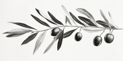 Canvas Print - Olives on a Branch with Leaves