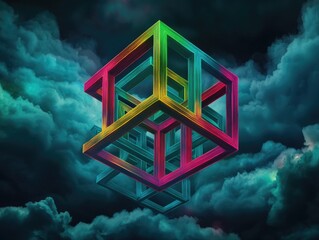 Aufkleber - Dynamic abstract art installation digital realm 3d visuals surreal atmosphere aesthetic perspective modern concept