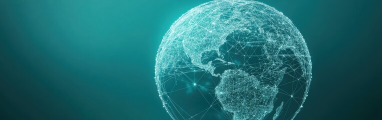 Aufkleber - Wireframe globe design with intricate lines and connections in a cool-toned background