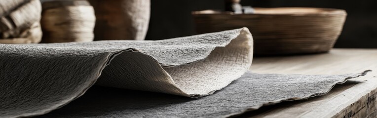 Aufkleber - Textured gray paper wallpaper creating a modern background for artistic arrangements in a rustic setting
