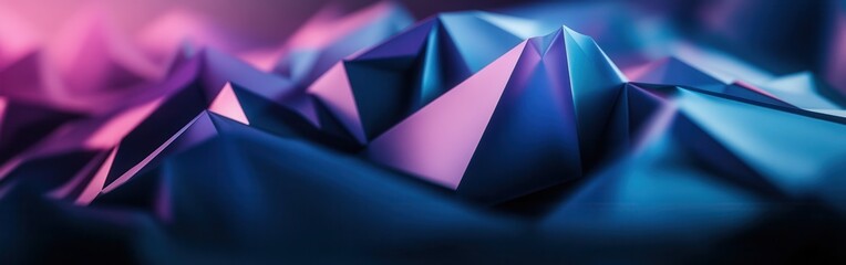 Poster - Layered triangular shapes create a captivating visual effect in vibrant shades of blue and pink
