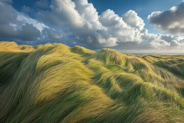 Poster - Windswept Grasslands Under a Cloudy Sky