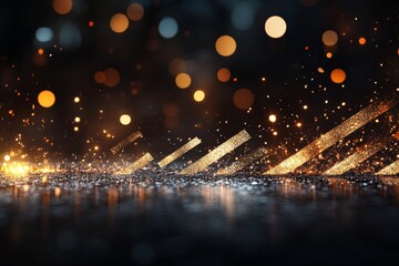 Poster - A captivating abstract display of golden and orange bokeh lights, combined with diagonal patterns, creating an elegant and dynamic visual experience.