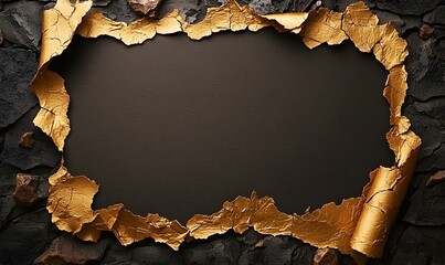 Poster - Ancient Scroll with Torn Edges on Dark Stone Background