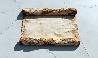 Poster - Ancient Blank Scroll on Neutral Background with Cracked Texture