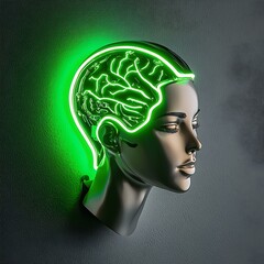 Poster - Futuristic Representation of AI Brain Concept in Neon Light Design