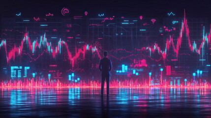 Poster - Blur Background of Analyzing data trends business insights virtual space digital visualization future