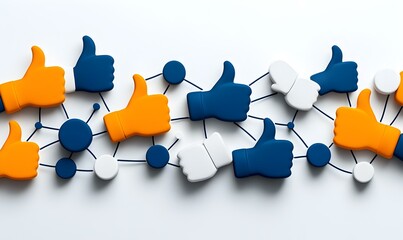 Poster - Vibrant Illustration of Referral Marketing with Thumbs Up Icons