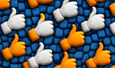 Poster - Vibrant Illustration of Thumbs Up on Blue Background Design