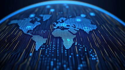 Leinwandbilder - Infographic map of global digital connectivity technology and data visualization insights