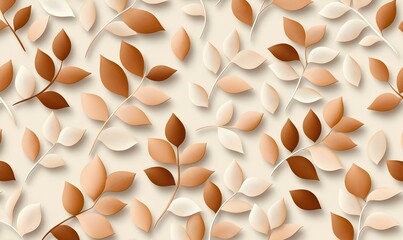 Poster - Calming Light Brown and Beige Leaf Pattern Background Design