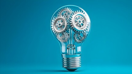Poster - Conceptual Lightbulb with Internal Gears Symbolizing Ideas and Innovation