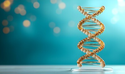 Poster - Intricate 3D DNA Helix Model Representing Genetics and Science Concepts