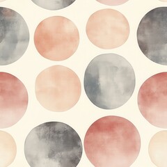 Poster - A collection of soft muted watercolor circles in gentle tones on a light background, creating a soothing abstract pattern for any decor