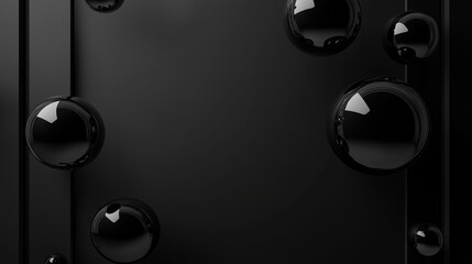 Poster - abstract black surface with glossy bubbles creating a modern artistic effect in a minimalistic desig