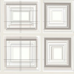 Poster - A clean minimalist pattern featuring thin outlined squares in soft neutral tones, ideal for modern interior design projects and decor elements