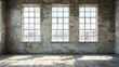 © atar - Industrial loft interior with large windows. Concept of urban, vintage, and empty space.