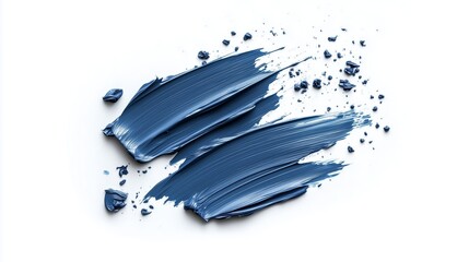 Poster - dark blue paint strokes with texture on a white background for artistic purposes and design applicat
