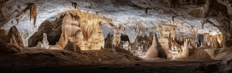 Poster - Majestic underground formations revealed in Carlsbad Caverns with stunning illumination