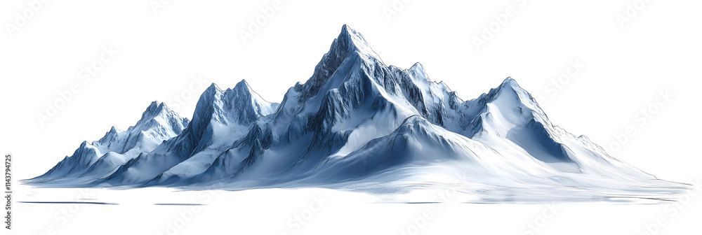 Majestic Snowy Mountain Range Isolated on Transparent Background, Ideal ...