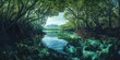 © StockKing - Mangrove forest transformed into a retro panorama style, showcasing the beauty of mangrove ecosystems in a unique and artistic presentation that highlights the tranquility of nature.