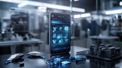 Leinwandbilder - Revolutionary ai interface displaying smart recommendations in a futuristic tech hub