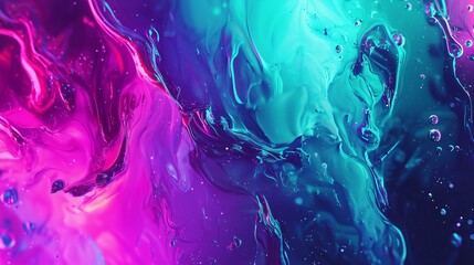 Poster - Vibrant Neon Gradient Flow with Glowing Magenta and Aqua Swirls