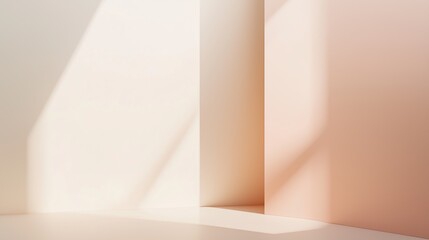 Poster - Soft Blush Pink Gradient with Light Shadows in Minimalist Interior Space