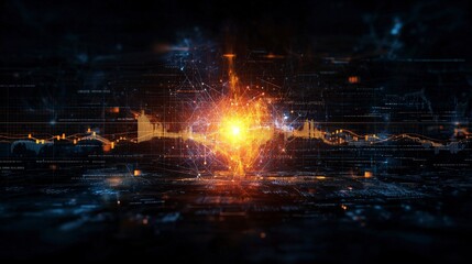 Fototapete - Dynamic digital chart showcasing tax reform proposals in a futuristic environment with vibrant visuals