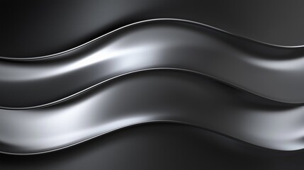 Poster - Sleek Metallic Gradient Waves in Charcoal Gray for Modern Design Aesthetic