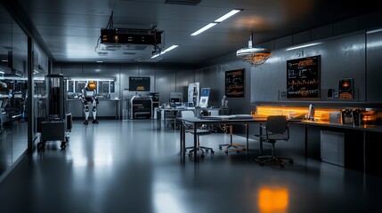 Poster - Futuristic classroom teaching ai skills in a tech hub digital learning space modern environment innovative concept