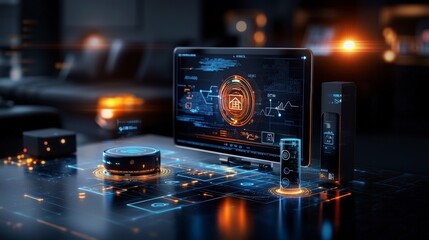 Poster - Innovative smart home technology transforming modern living rooms with iot connectivity and digital displays