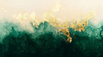 Poster - Elegant Dark Emerald Gradient Wallpaper with Luxurious Gold Accents
