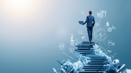 Aufkleber - Career roadmap journey navigating success in business digital world infographic professional growth strategic planning