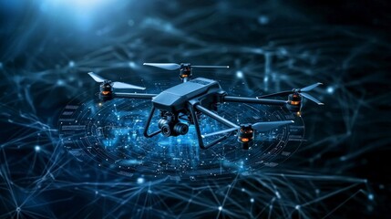 Leinwandbilder - Drone technology advancements global environment infographic digital landscape aerial view data visualization insights