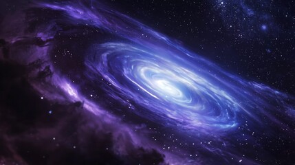 Poster - Deep Violet Cosmic Gradient Inspiration with Stars and Galaxy Merging