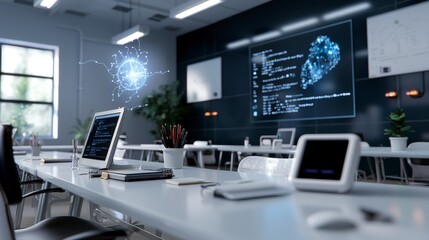 Aufkleber - Innovative learning experience in a digital classroom tech hub visual education modern environment engaging perspective