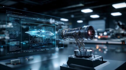 Aufkleber - Modern lab environment innovative digital graphics and advanced technological interface display